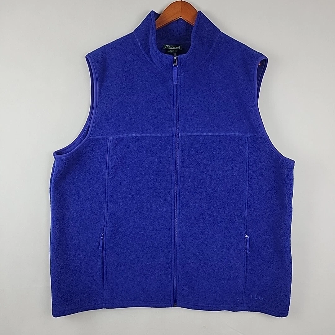 LL Bean Fleece Vest Mens 2XLT Tall Blue Full Zip Outdoor Hiking Gorpcore Utility