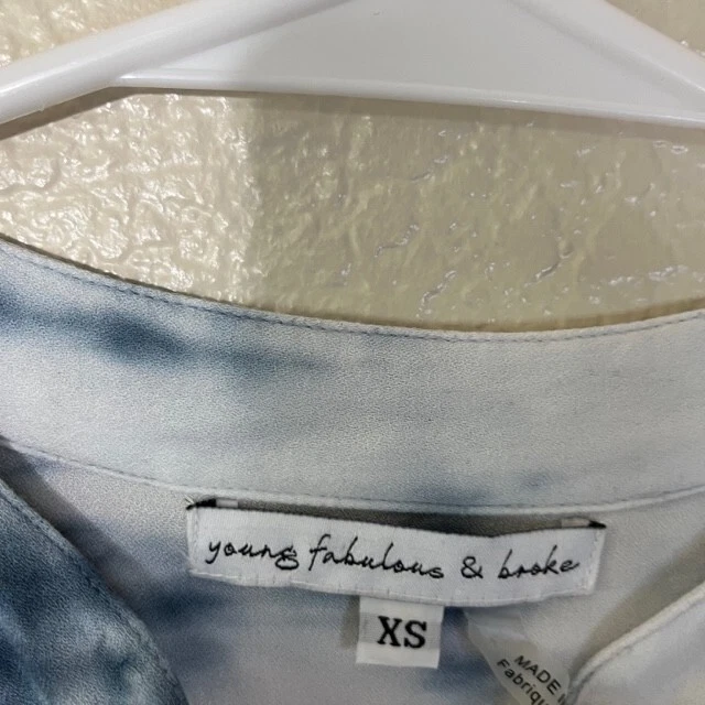 Mameluco Young Fabulous and Broke XS para mujer Rayón Tie Dye manga larga lengüeta enrollable Foto 3 de 4