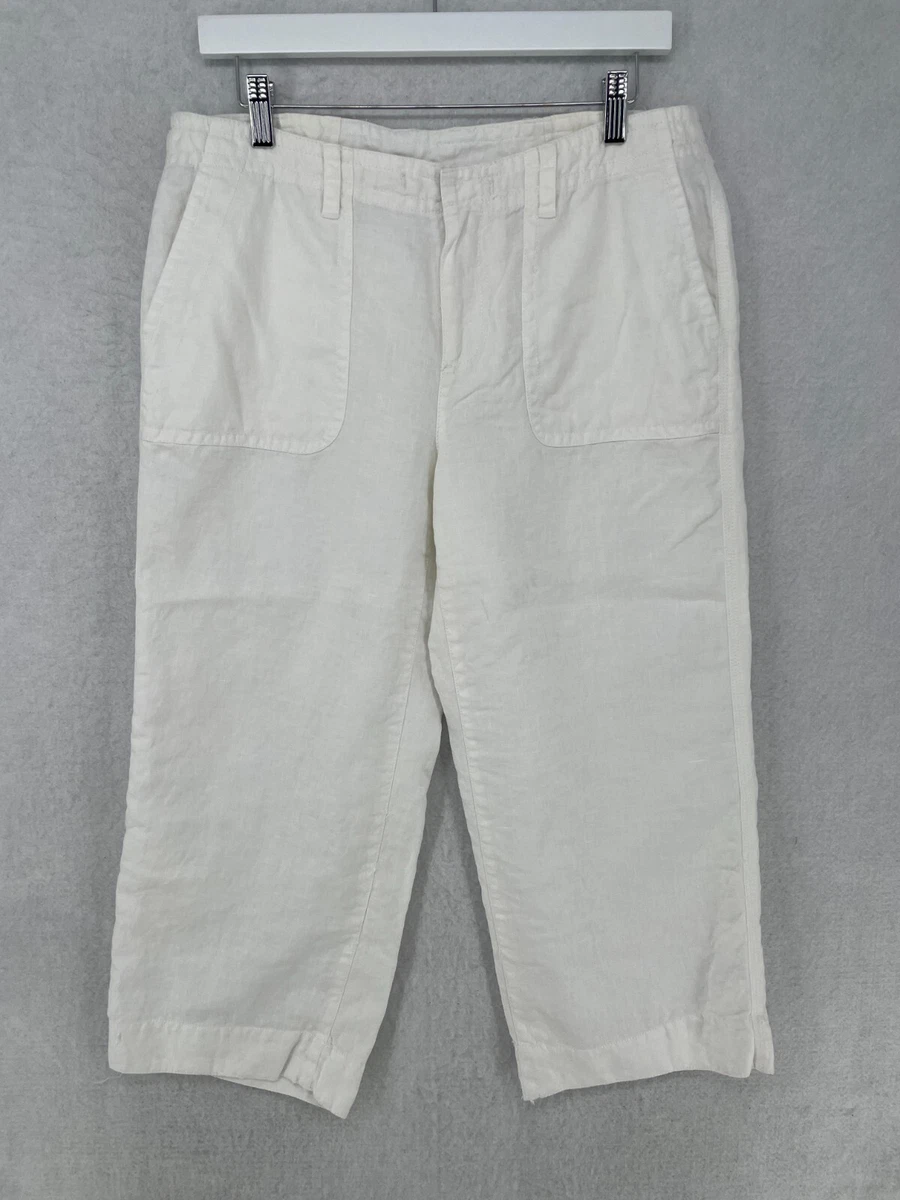 Lizwear Liz Claiborne Capri Pants Womens 6 100% Linen White Lined W32 32x24