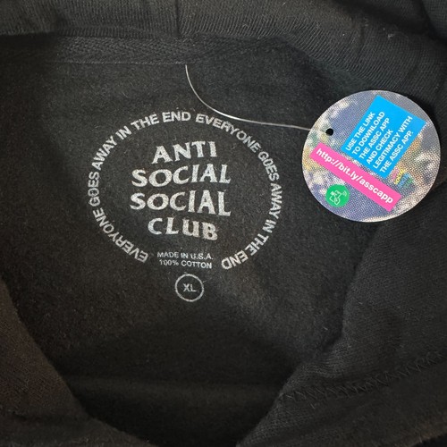 Felpa con cappuccio uomo Anti Social Social Club fiori di ciliegio taglia XL nera farfalla NUOVA - Foto 6 di 10