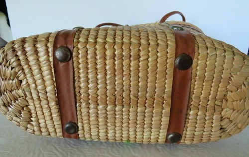 Vtg Woven Straw Purse Bag Tote Large Boho Style Beach Market Raffia Travel Boho - Picture 5 of 11