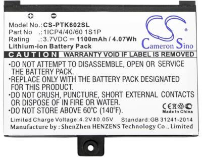 Ersatzakku - CS-PTK602SL - POCKETBOOK Pro 602 / 1ICP4/40/60 1S1P - 3,7 Volt 1100
