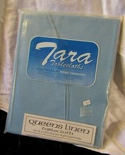 QUEENS LINEN TARA TABLECLOTH BLUE 60 X 84 OVAL