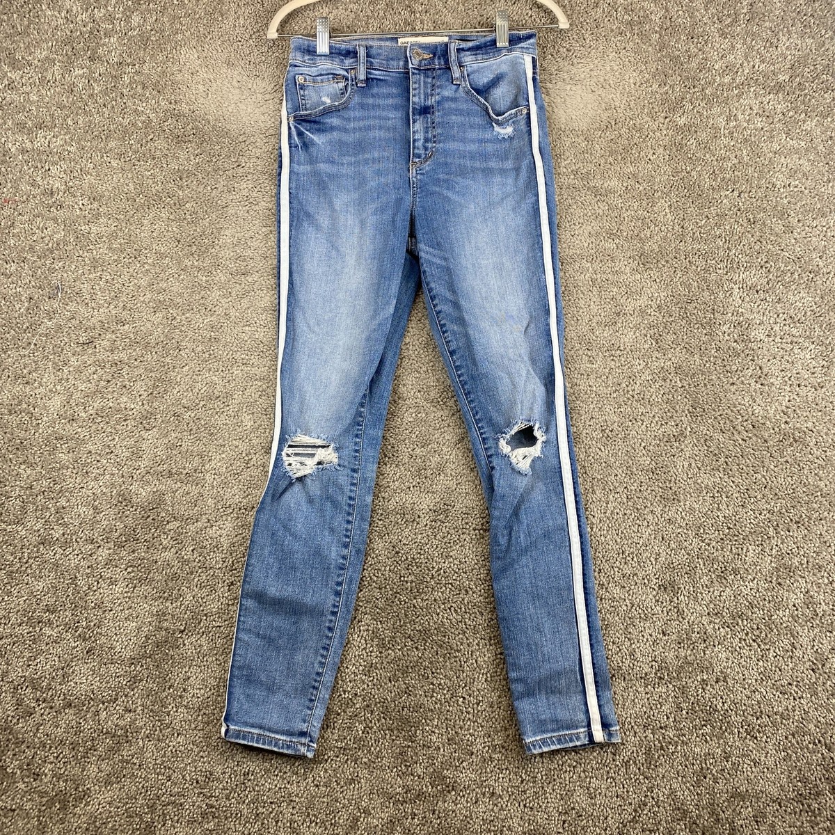 Garage Premium Ultra High Rise Skinny Jeans Juniors 07 Side Stripe  Distressed | eBay