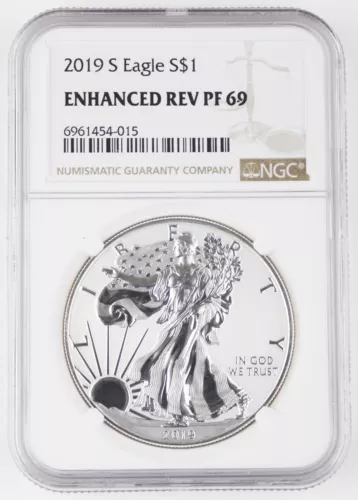 2019 S American 1 Oz Silver Eagle Enhanced Reverse Proof Coin NGC PF69 KEY DATE