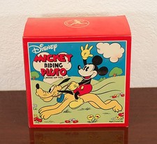 DISNEY MICKEY MOUSE RIDING PLUTO WIND-UP TOY SCHYLLING MIB