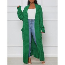 Women Winter Knit Long Sweater Cardigan Outwear Autumn Loose Pocket Maxi Coat