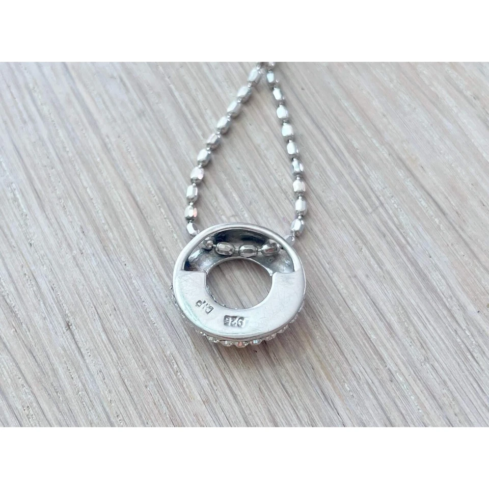 Collana con ciondolo a cerchio con strass in argento sterling collana con cio... - Immagine 4 di 4