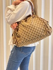 Gucci GG Supreme Sukey Tote Bag Beige Brown C...