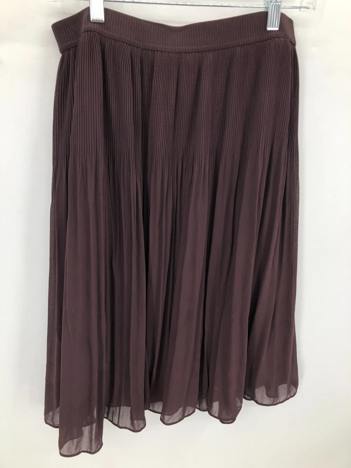 Falda H&M para mujer 12 granate con volantes forrada línea A midi Foto 2 de 4