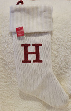 Wondershop White with Red Knit Monogram H Stocking 17" New