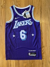 Lebron James 6 Los Angeles Lakers Nike City Edition 75th NBA Jersey Men 44 