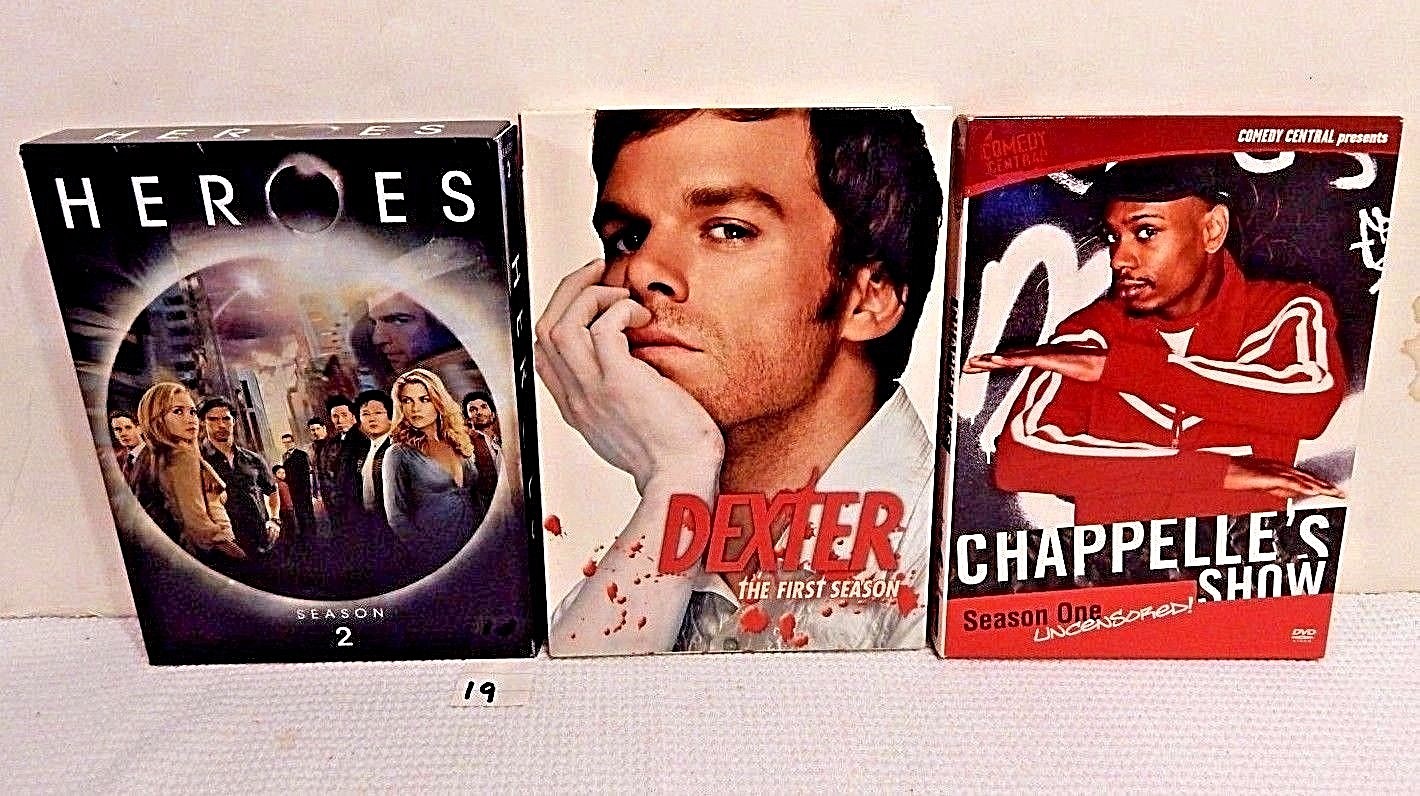 19 Lot 3 DVD Sets Heroes Season 2+ Dexter First Season+ Chappelle's