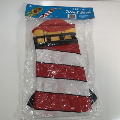 Vintage Lighthouse Wind Sock 3D New Sealed 60  RARE