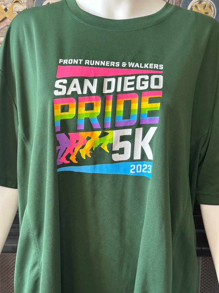 xl 2023 San Diego Pride 5k shirt runners armpit to armpit 23.5