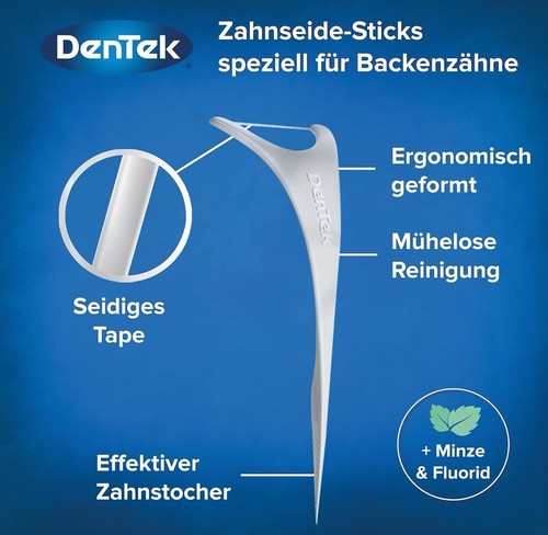 Dentek Comfort Clean Zahnseide Sticks Backenzähne Fluorid Zahnstocher 30 Stk. - Bild 2 von 5