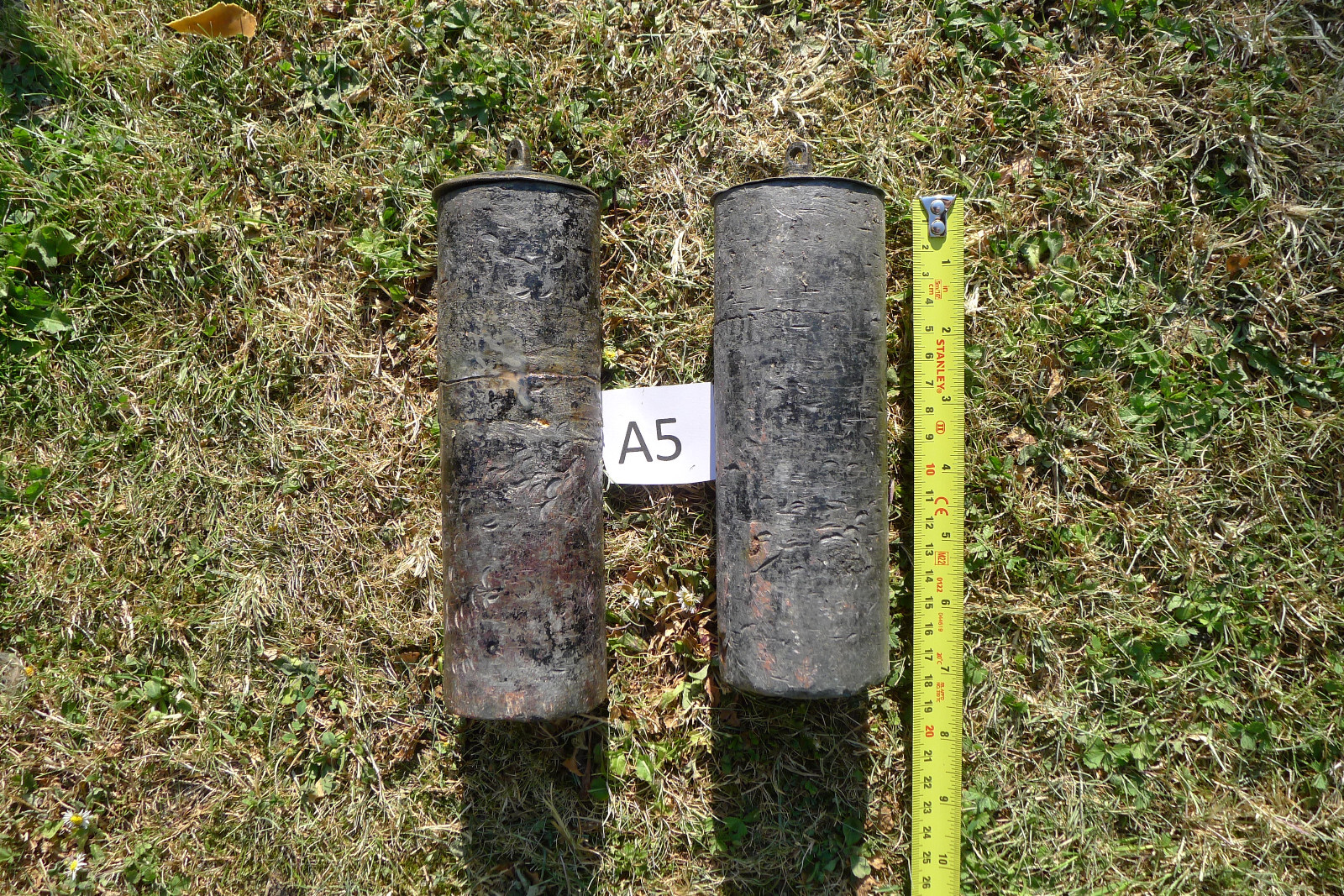 A5) Antique Pair ex. BRASS CASED LEAD LONDON Longcase CLOCK WEIGHTS 8