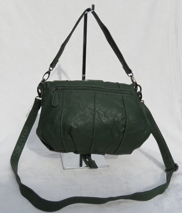 Bolso Bandolera Boho Cuero Vegano Verde Bosque ECOTE Bolso Cartera Pequeño Foto 3 de 4