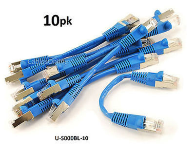 10-PACK 6'' Shielded CAT5e Network STP Ethernet RJ45 Blue Patch Cable U-S000BL-10