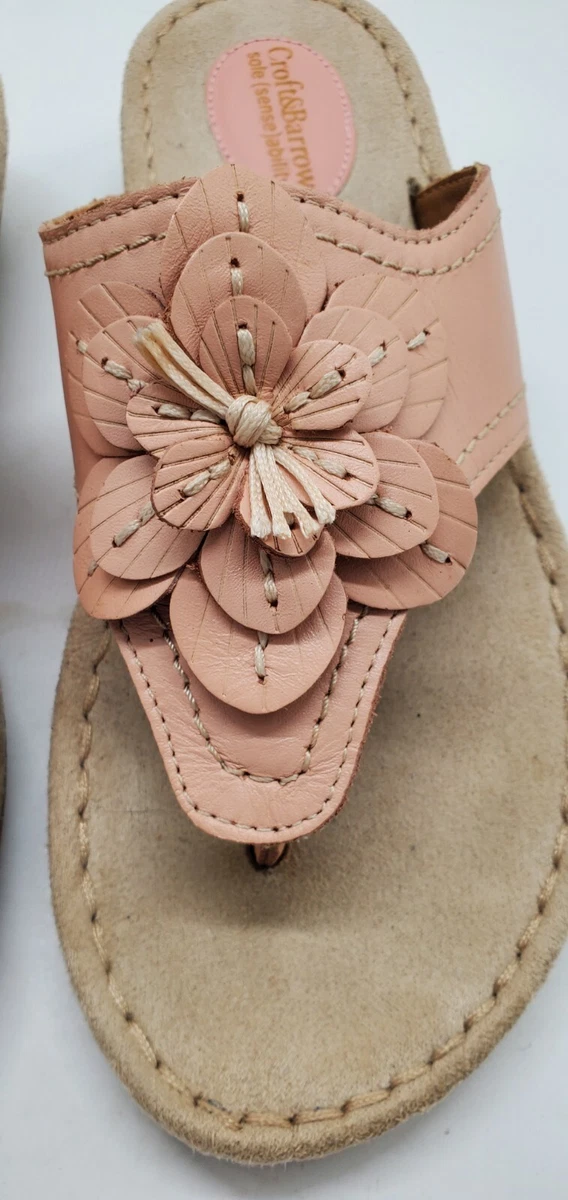 Croft Barrow Womens Sandals Sz 8 Sole Sensibility Pink Slides 3D