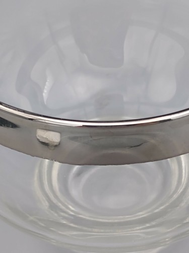2 Vtg Silver Rim MCM Tumblers Low Ball Glasses Footed Roly Poly Retro Bar Ware - Picture 7 of 10