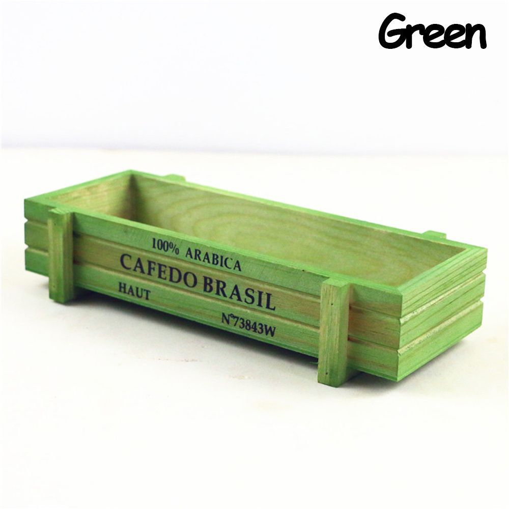 Decorative Pots Rectangle Vase Succulent Boxes Wood Flowerpot Vintage