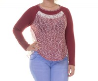 Almost Famous Long Sleeve Contrast Top Wine Size Xl on sale Almost Famous Long Sleeve Contrast Top Wine Size Xl on sale