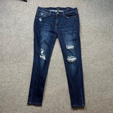 Judy Blue Distressed Medium Blue Denim Jeans Skinny Fit Womens Size 15 / 32
