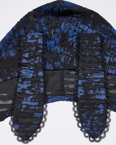 Punk Rave Womens Shredded Gothic Grunge Sweater Top With Scarf Hood Black Blue - Picture 12 of 13