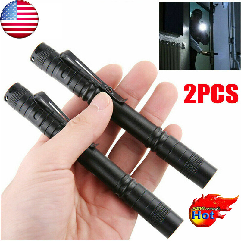 2PCs Tactical Mini LED Flashlight Super Bright Compact Penlight Torch