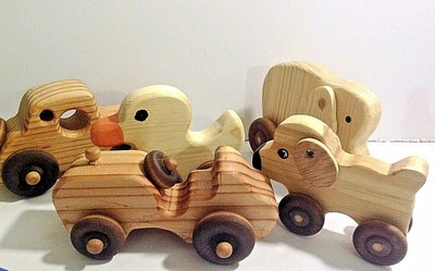 handcrafted wooden animals