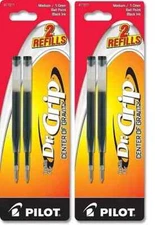 2 Packs Pilot Dr.Grip Center of Gravity Ballpoint Ink Refill Medium Point, Black