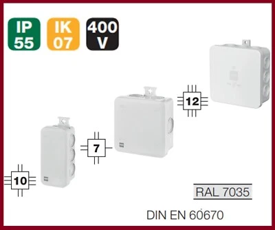 ELEKTRO-PLAST Aufputz Abzweigdose Verteilerdose IP55 Abzweigkasten Verteilerkasten Feuchtraum