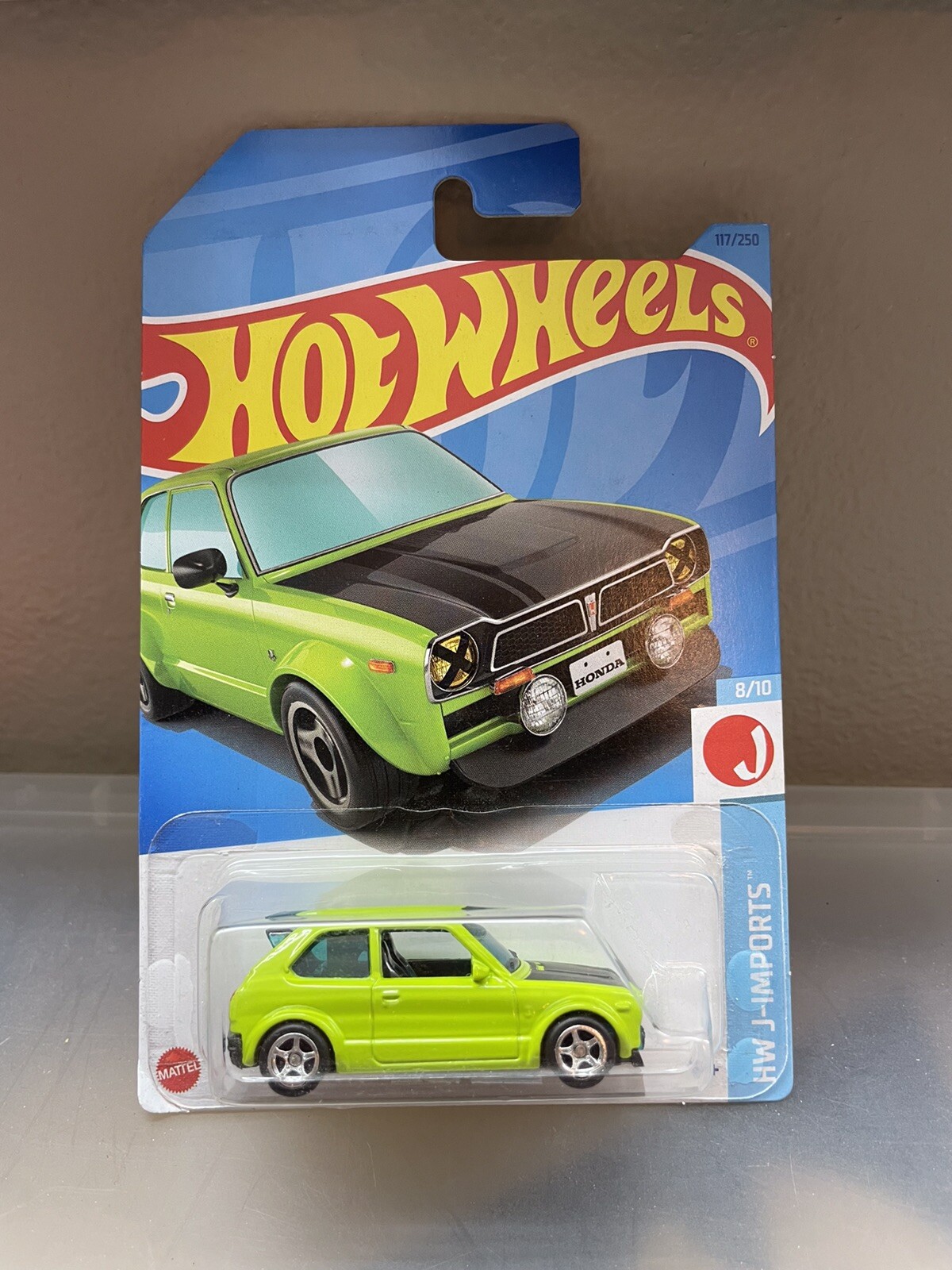 2023 Hot Wheels ‘73 Honda Civic Custom J-IMPORTS 8/10 GREEN Custom Wheel Swap