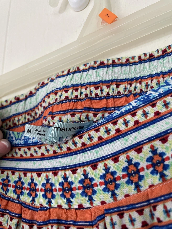 Bermuda Macia Maurices Elástica Estampada na Cintura Geométrica Boho ~ Tamanho M - Imagem 4 de 4