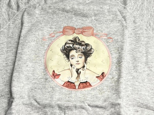 Grandma Sweatshirt Edwardian Cameo Style Portrait Lady Size XL USA Vtg Deadstock - Picture 3 of 6