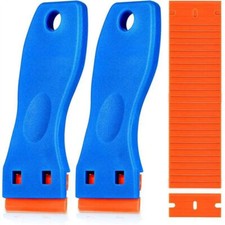 2pcs Plastic Scraper Razor Blade Scrapers with 100 Pieces Double Edged Replacem