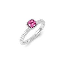 Sterling Silver Stackable Expressions Created Pink Sapphire Ring