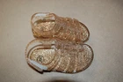 Baby Toddler Girls GOLD COPPER GLITTER STRAPPY GEL SANDALS Easy Fasten 2 3 4 5 6