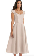 ALFRED SUNG D798 CAP SLEEVE FULL SKIRT MIDI CAMEO 187 DRESS sz 2