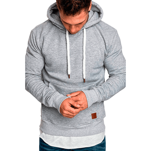 Maglione uomo sciolto tinta unita sport outdoor casual pile con cappuccio manica lunga - Foto 51 di 52