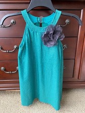 Revolution Dance Child Large Green sequin swing jazz tap dance top black rose