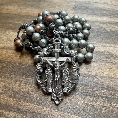Rosary Camo Paracord Silver Steel Rope Cord Wearable Rosario Catholic ...