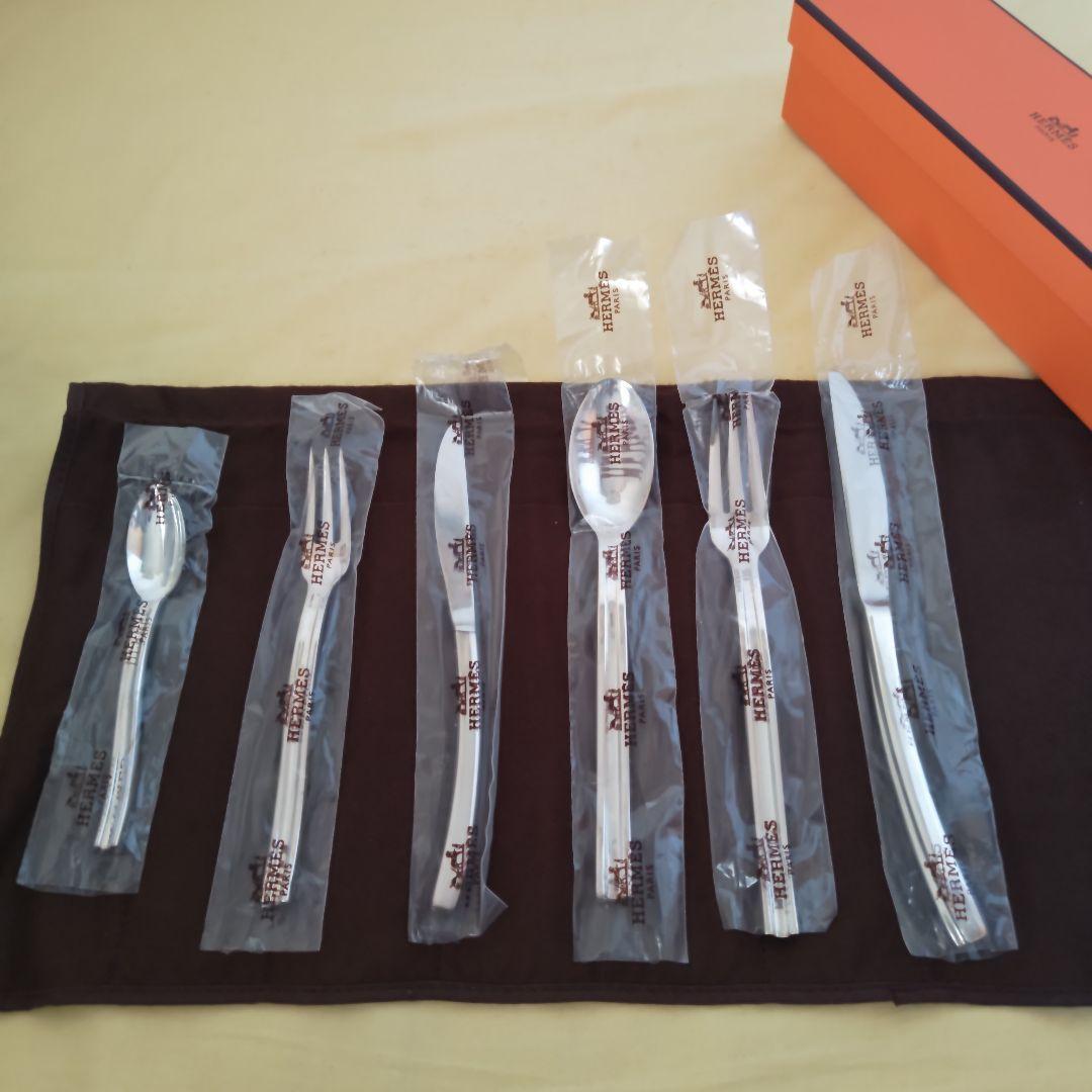 HERMES Onde Wave Silver Plated Cutlery Set 6pcs Dinner HERMES Onde Wave Silver Plated Cutlery Set 6pcs Dinner