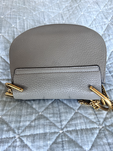 $1750 Chloe Women's TAUPE Drew Leather Shoulder Chain Saddle Purse Bag - Picture 7 of 13