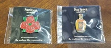 (2) Four Roses Bourbon Whiskey Metal Enamel Tie Lapel Pin Button New