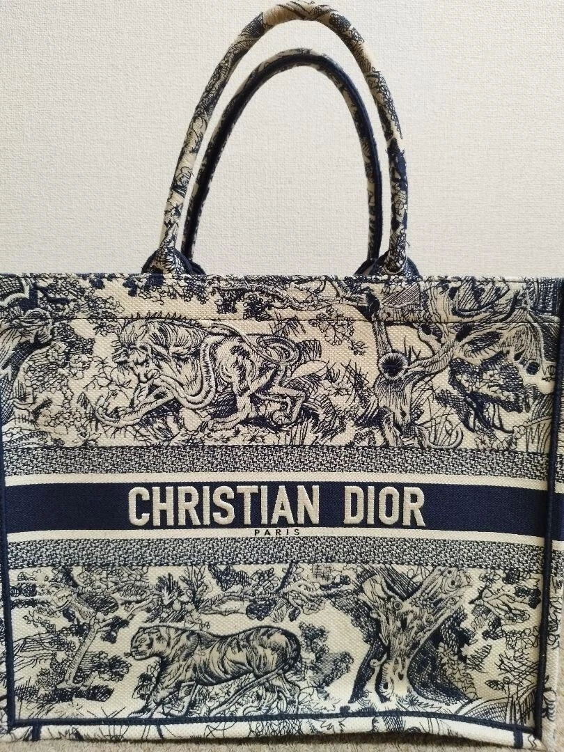 CHRISTIAN DIOR BOOK TOTE ÉDITION LIMITÉE BRODÉ sac grande taille OCCASION #S1169