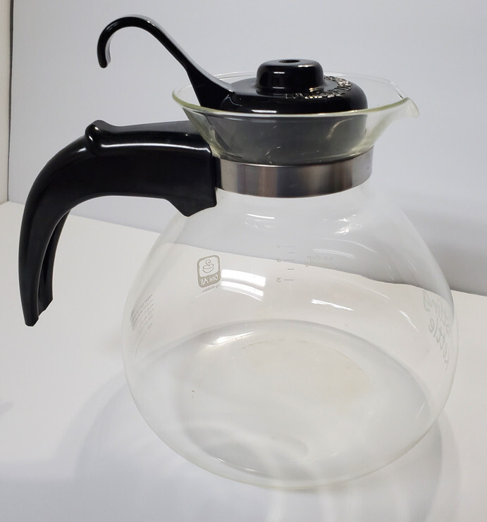 Vintage MEDELCO WHISTLING KETTLE 12 Cup GLASS Water Tea Coffee POT