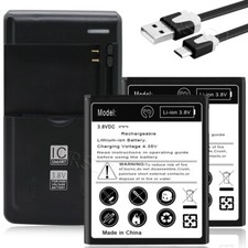 Long Life 2x3770mAh Battery Charger USB Cable for Motorola Moto E5 Play XT1921-3