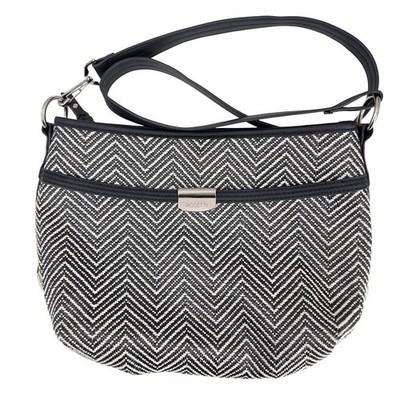 Rosetti Black White Chevron Herringbone Woven Crossbody Shoulder Bag